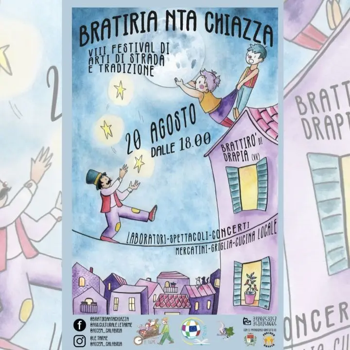 Drapia, tutto pronto per l’ottava edizione del Bratiria nta chiazza: festival dedicato alle arti di strada e tradizione