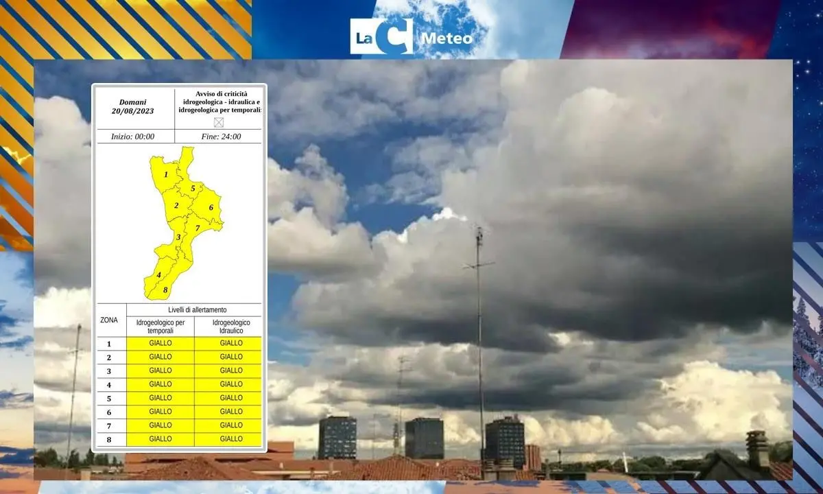 Meteo Calabria, domenica d’agosto con allerta gialla: sole in mattinata e temporali nel pomeriggio