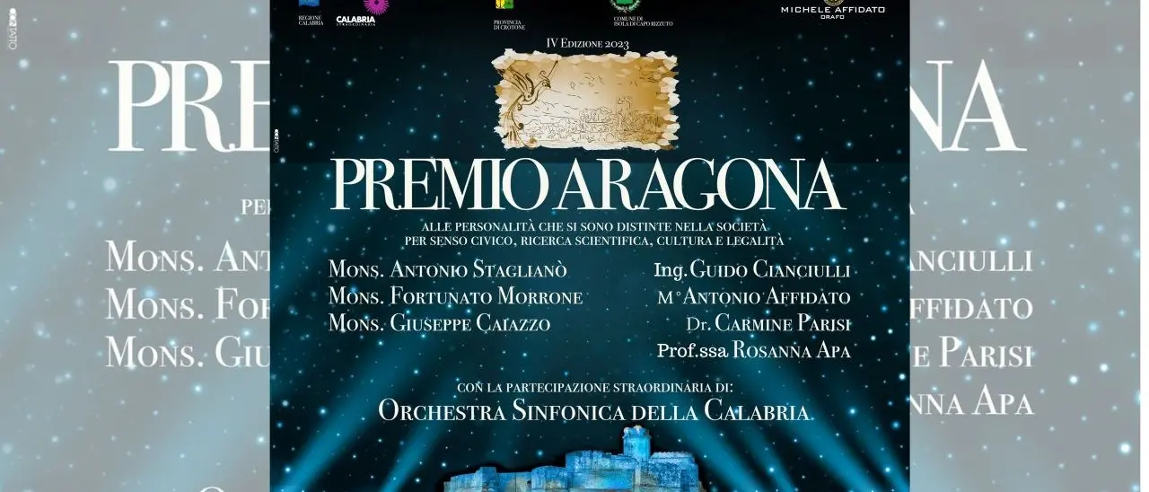 Tutto pronto a Le Castella per la quarta edizione del Premio Aragona dedicato alle eccellenze calabresi