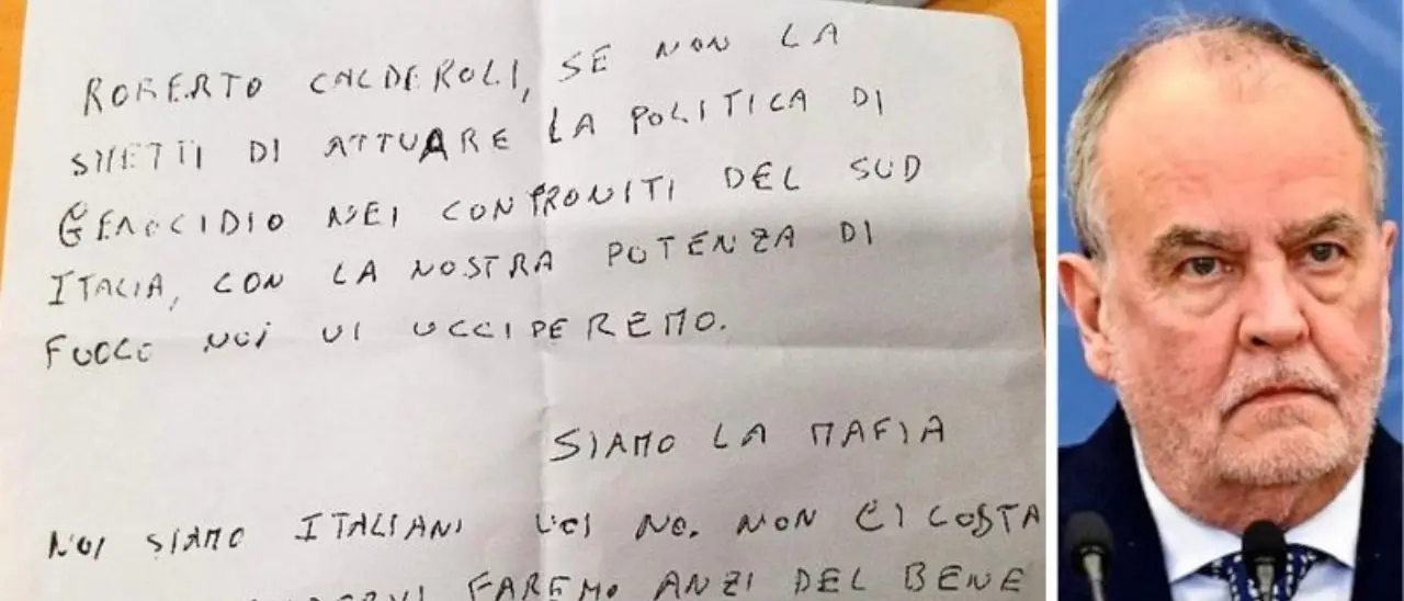 Lettera di minacce a Calderoli: «Smettila con la politica del genocidio contro il Sud, siamo la mafia e ti uccideremo»