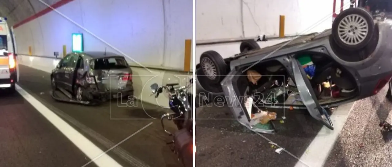 Incidente in autostrada a Scilla, nello scontro tra due auto una si ribalta: 5 feriti, grave una bambina di 7 anni