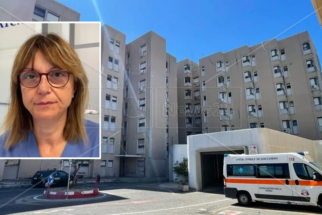 L\\'ospedale Giannettasio di Rossano e, nel riquadro, il direttore della Cardiologia Silvana De Bonis