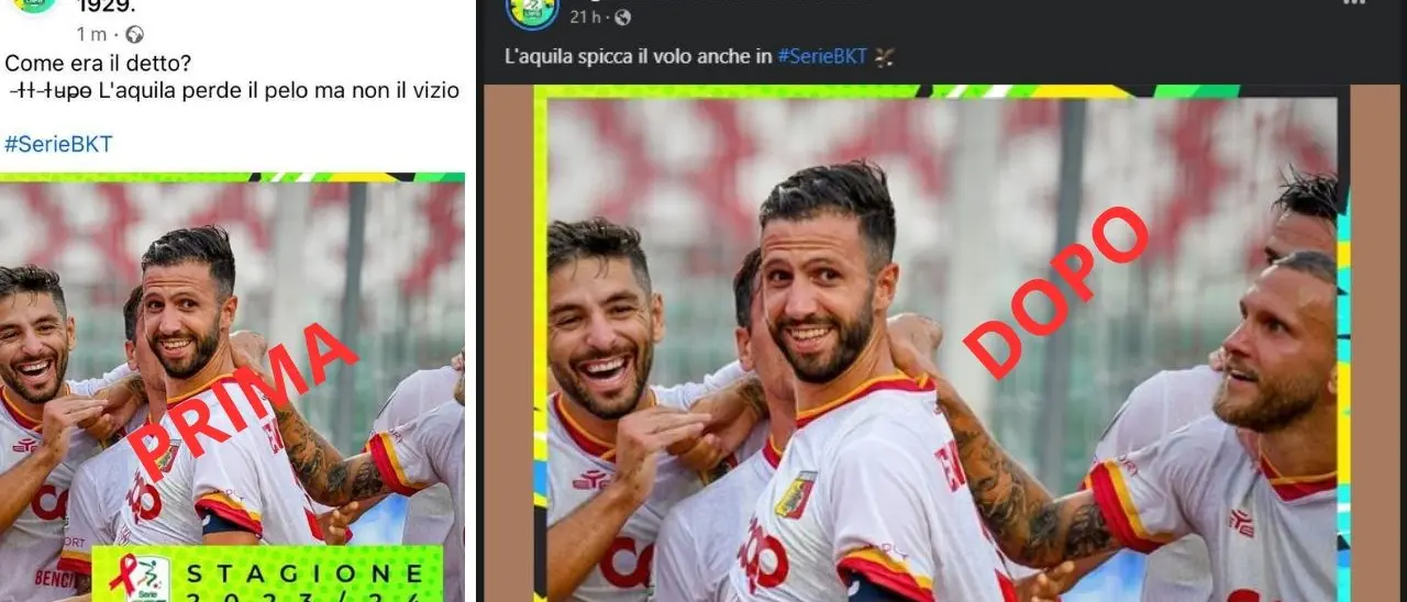 Il lupo? No, «l’aquila perde il pelo ma non il vizio»: la frecciata al Cosenza della Lega B che poi modifica il post