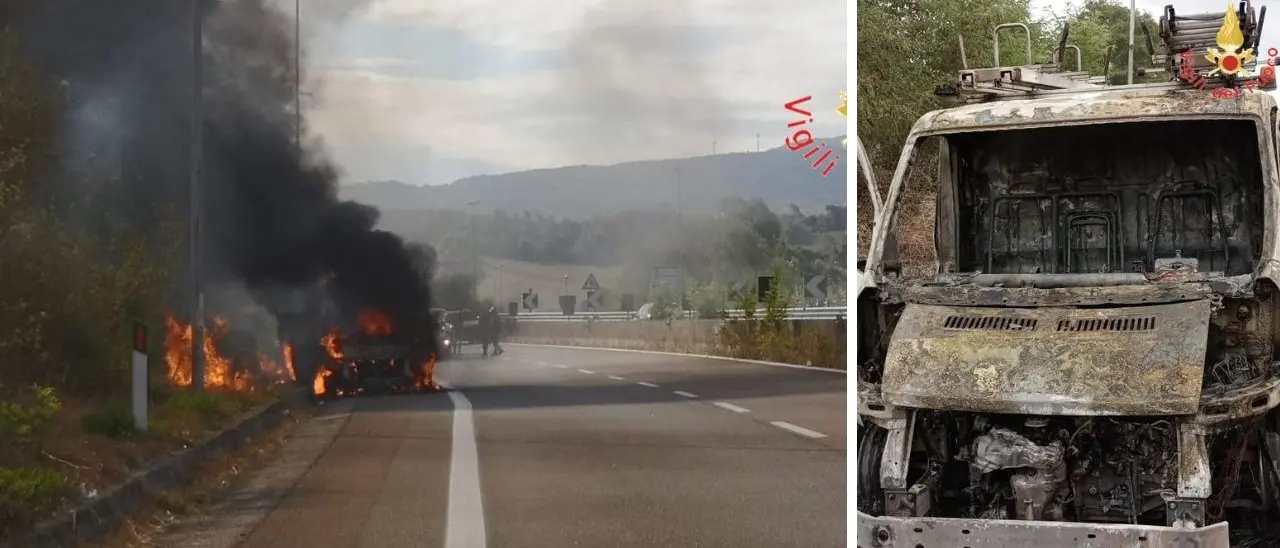 Lamezia, in fiamme furgone che trasportava pannelli fotovoltaici e materiale elettrico: salvi gli occupanti