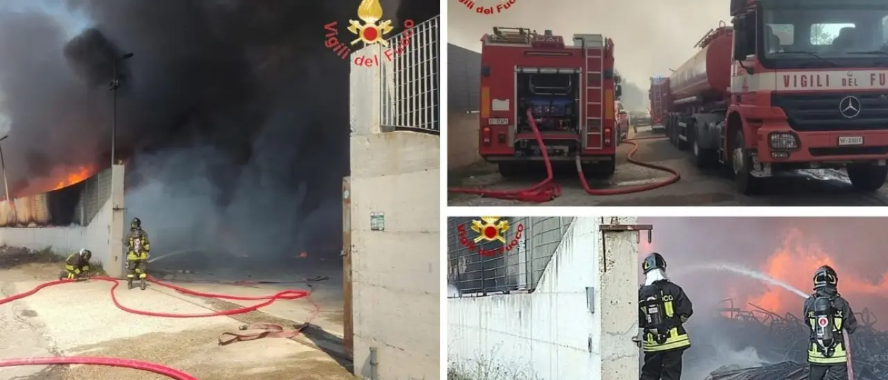 Incendio a San Mauro Marchesato, in fiamme una discarica: al lavoro 4 squadre dei vigili del fuoco