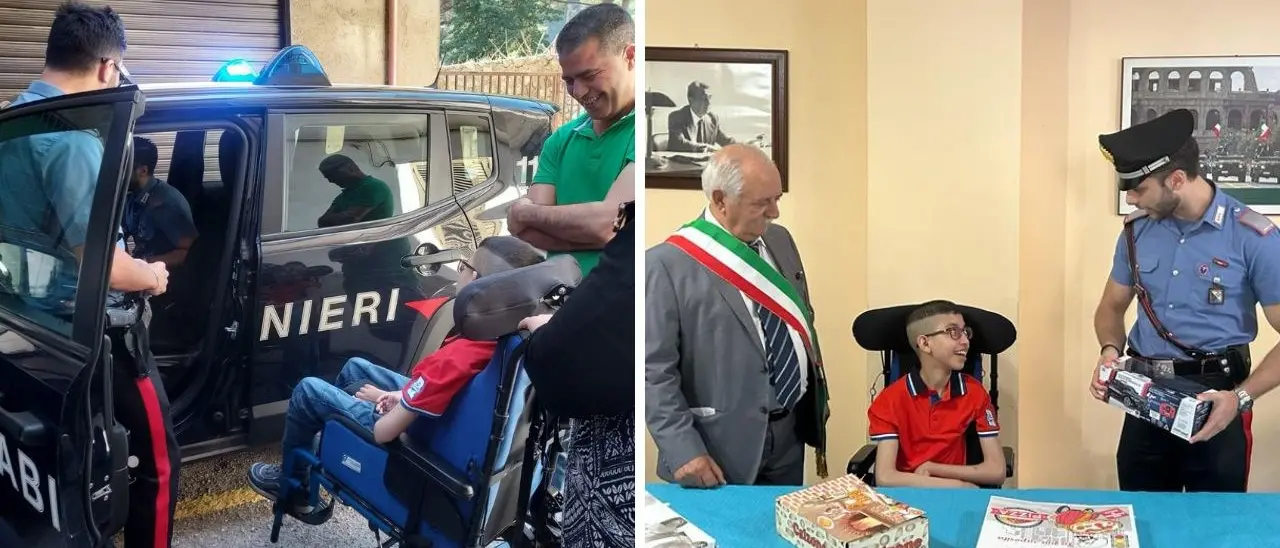 Un giorno da carabiniere, a San Roberto si realizza il sogno del piccolo Anes