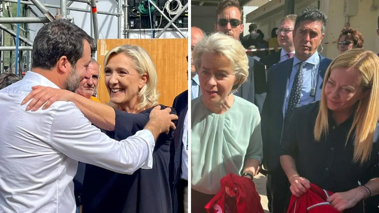 Meloni e Von der Leyen a Lampedusa, Salvini e Le Pen a Pontida: il week end delle passerelle