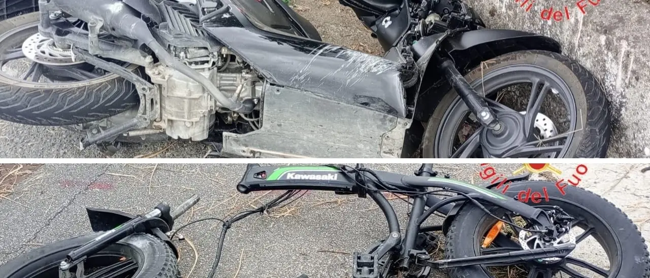 Tre feriti nello scontro tra uno scooter e una bici elettrica: bambino trasferito in ospedale con l’elisoccorso