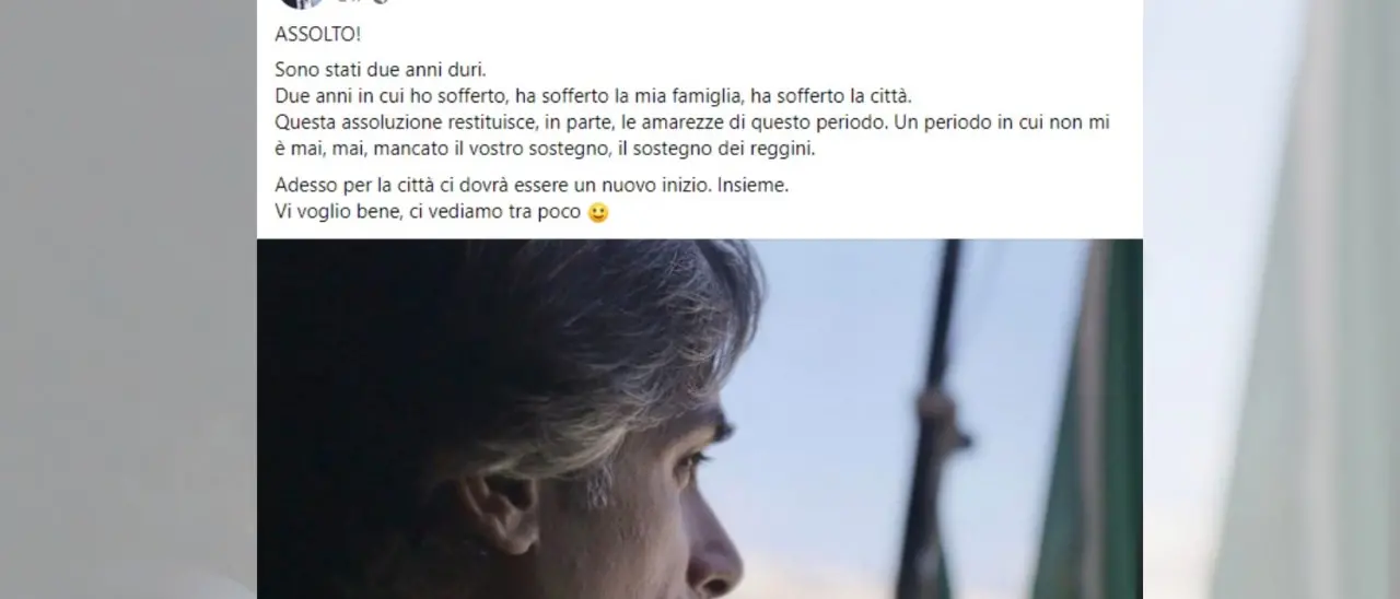 Falcomatà sui social dopo la sentenza: «Sono stati due anni duri, adesso per Reggio Calabria un nuovo inizio»