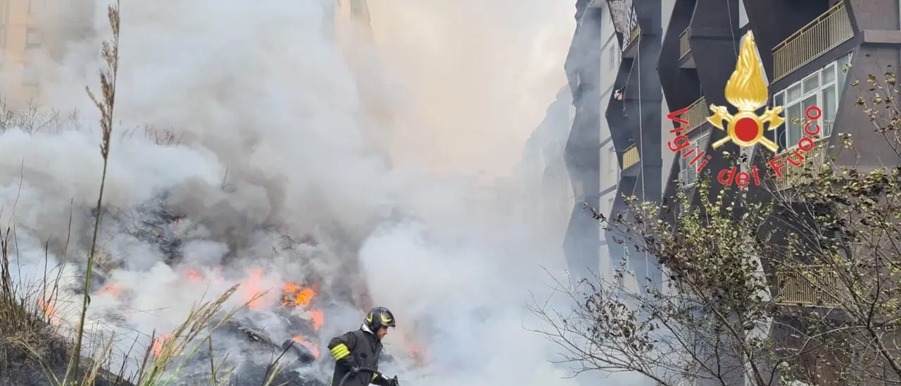 Incendio a Catanzaro, a fuoco cumuli di rifiuti abbandonati su viale Isonzo: minacciate alcune abitazioni