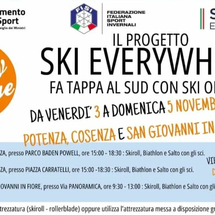 Il progetto nazionale “Ski Everywhere” fa tappa in Calabria: iniziative a Cosenza e San Giovanni in Fiore