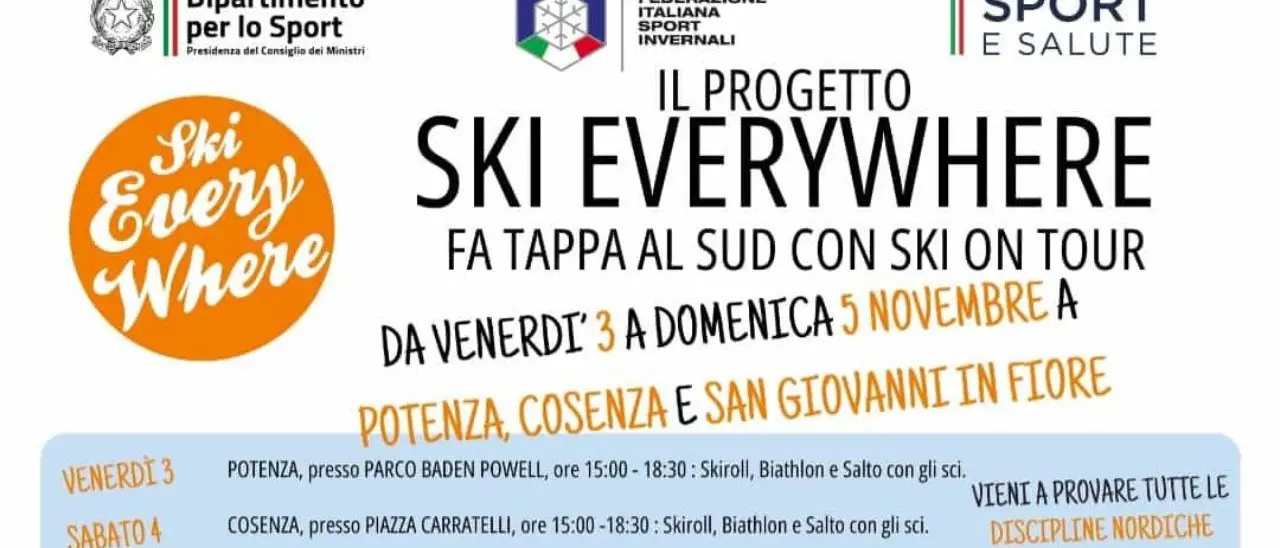 Il progetto nazionale “Ski Everywhere” fa tappa in Calabria: iniziative a Cosenza e San Giovanni in Fiore