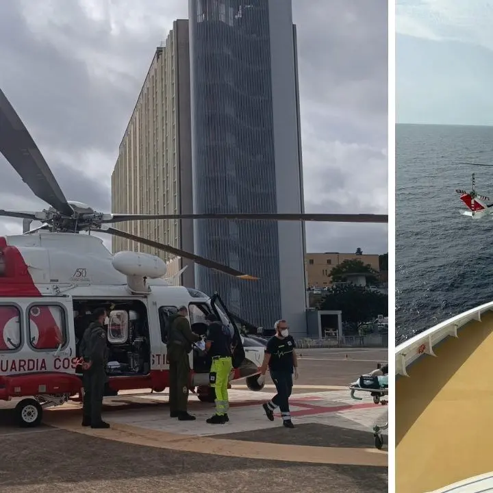 Malore su una nave da crociera, componente dell’equipaggio traferita in ospedale da un elicottero della guardia costiera