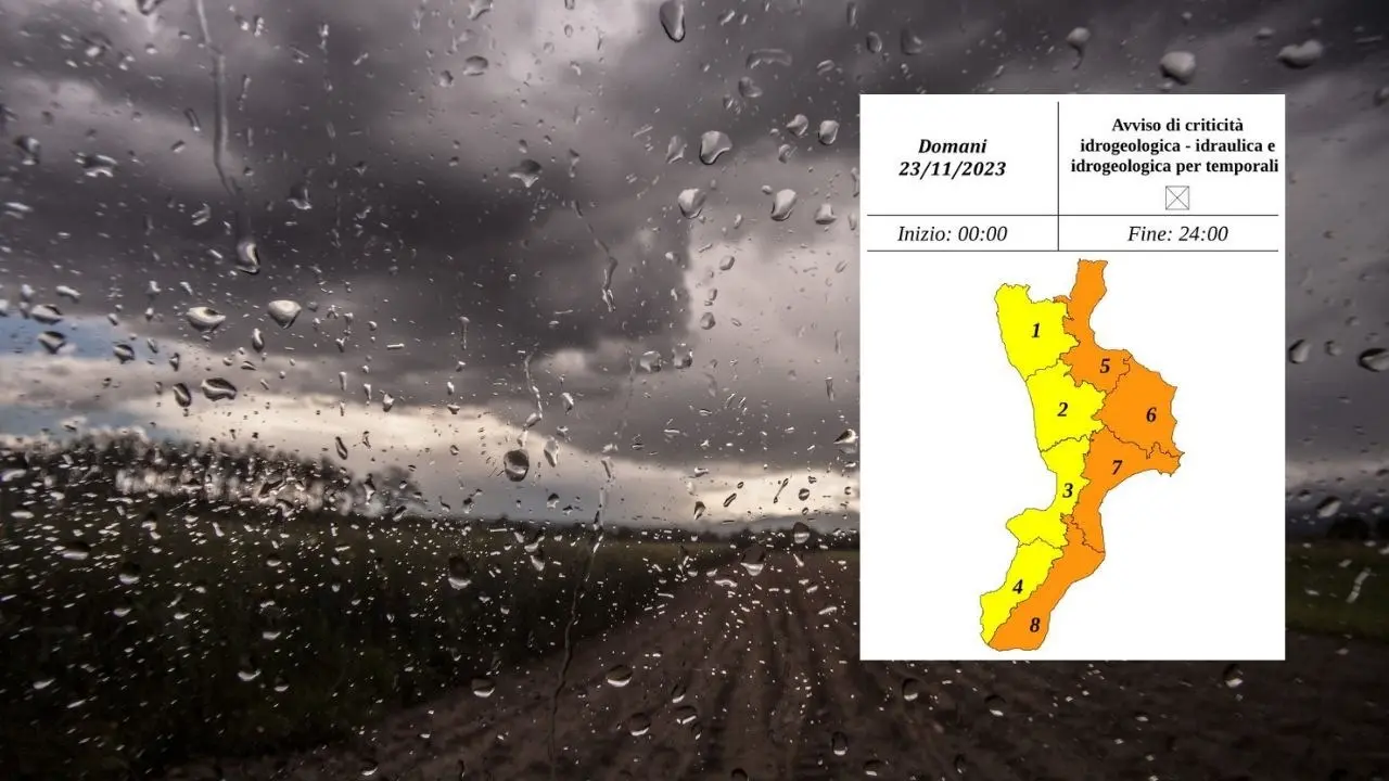 Spallata del maltempo alla Calabria, da mezzanotte allerta arancione su tutta la fascia jonica: attesi nubifragi e vento forte