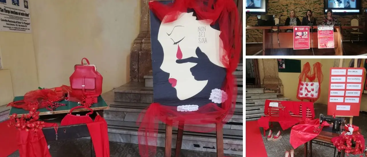 Stop violenza contro le donne, l’allestimento degli alunni del Convitto “Filangieri” di Vibo