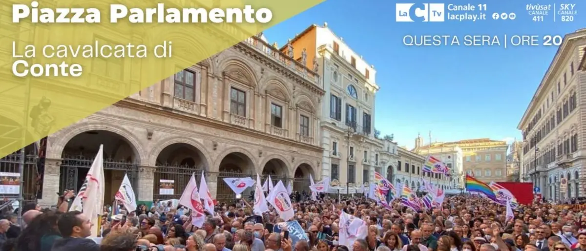 Politiche 2022, a Piazza Parlamento la notte elettorale di Giuseppe Conte e del M5s