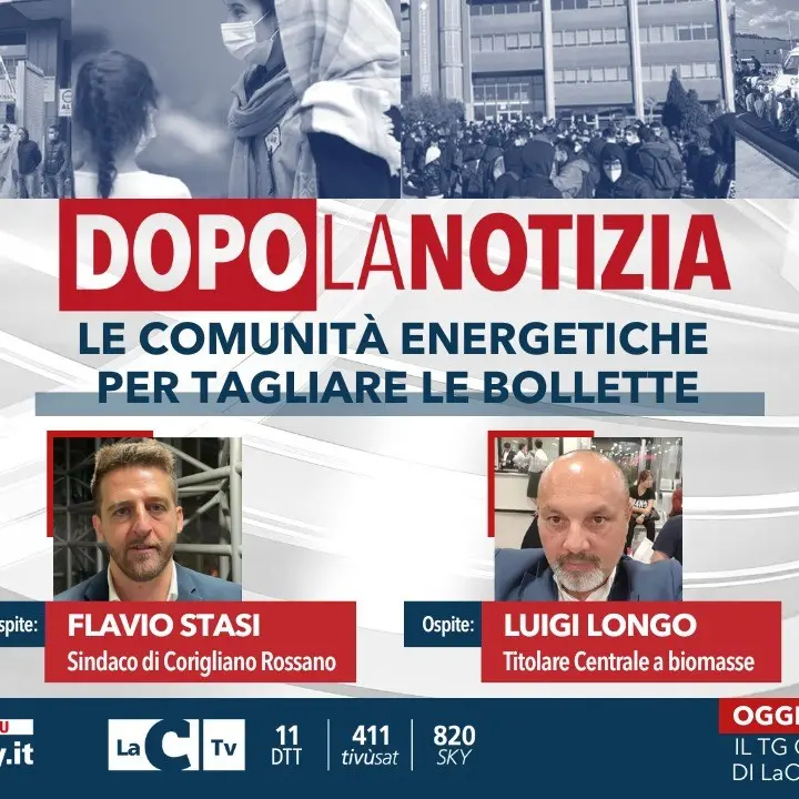 Comunità energetiche e costo bollette, alle 14.30 l’approfondimento su LaC con Dopo la notizia