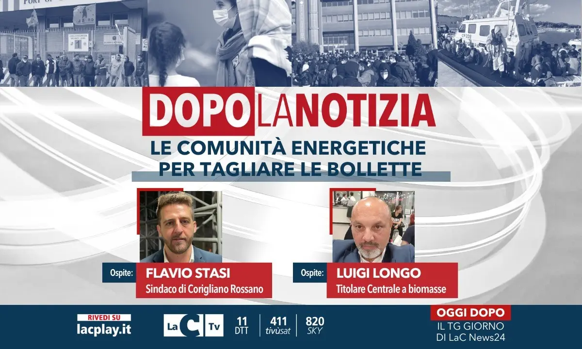 Comunità energetiche e costo bollette, alle 14.30 l’approfondimento su LaC con Dopo la notizia