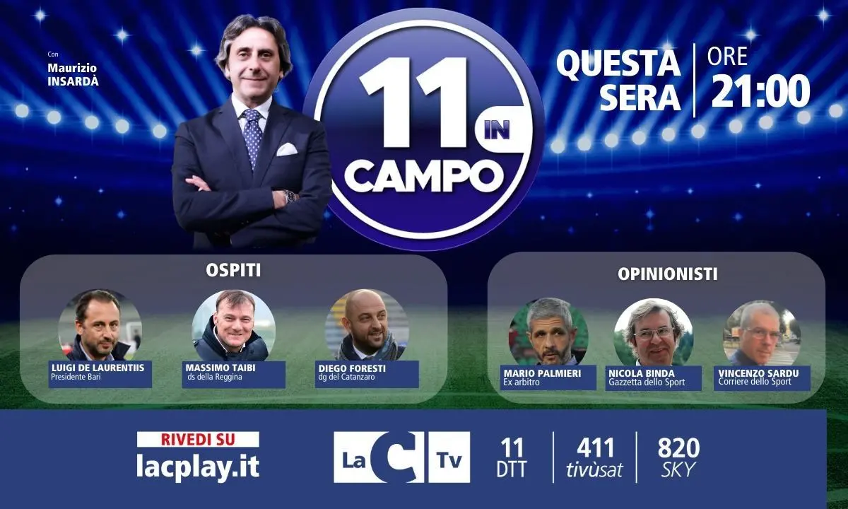 De Laurentiis, Taibi e Foresti, gli ospiti della terza puntata di “11 in campo” su LaC Tv