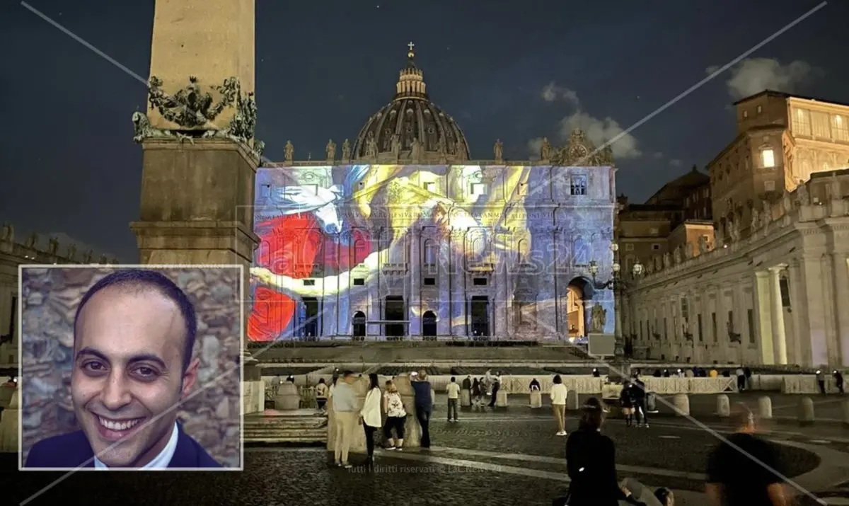 Un architetto calabrese proietta sulla basilica di San Pietro a Roma la vita del santo