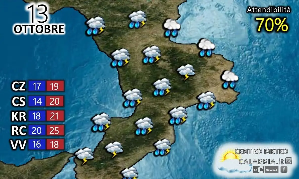 Meteo, in Calabria arriva il maltempo: allerta arancione sul Tirreno cosentino