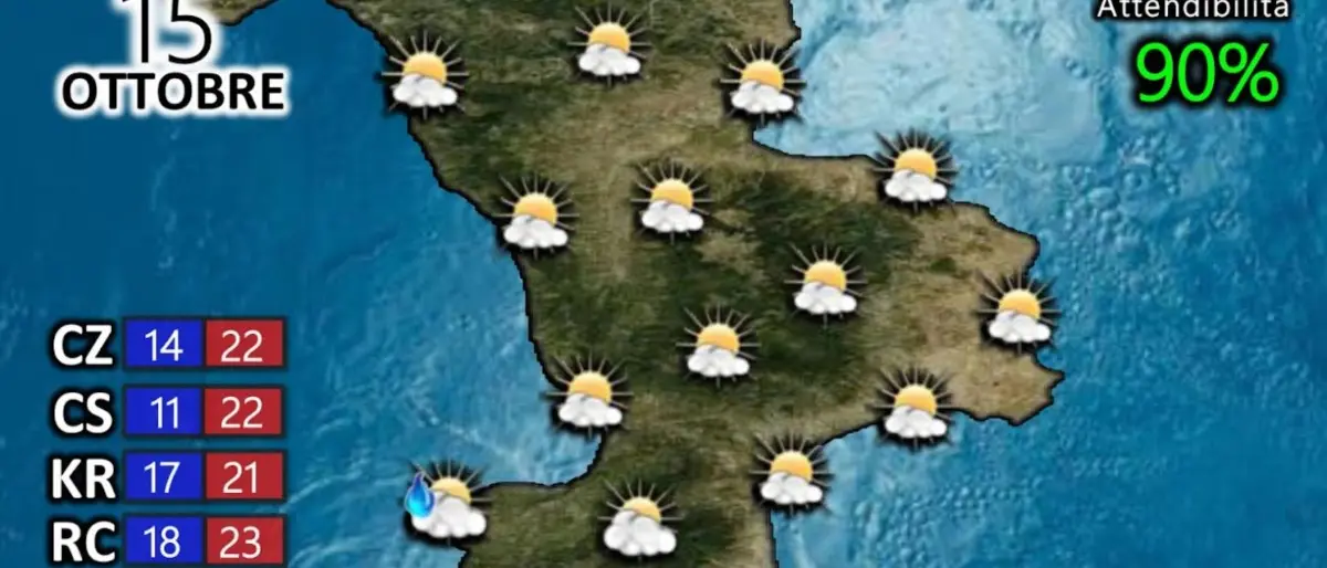 Meteo, in Calabria fine settimana con temperature miti e tempo in progressivo miglioramento