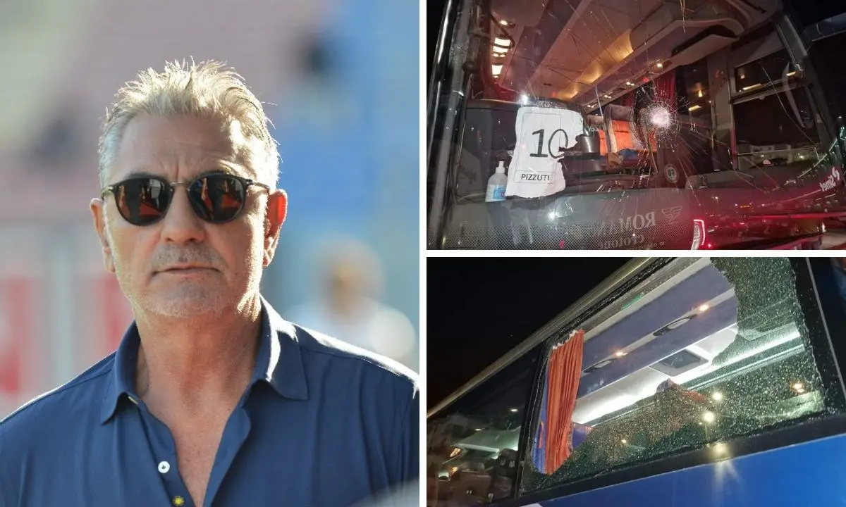 Sassaiola contro il bus dei tifosi del Crotone, Vrenna: «Vergogna. A bordo donne e bambini»