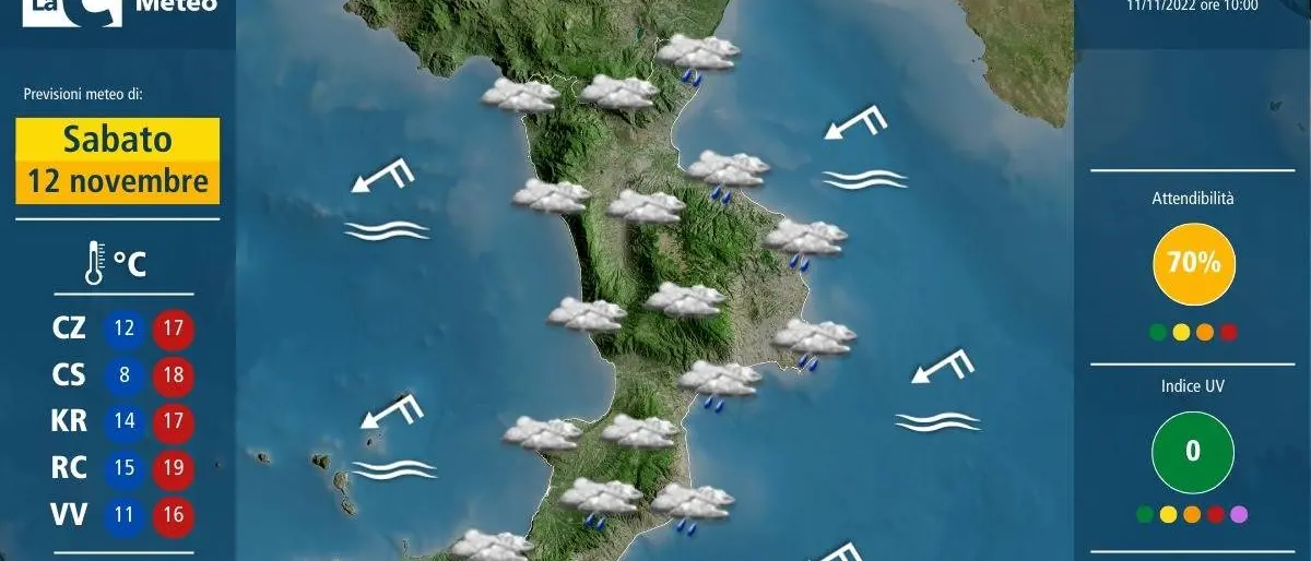 Fine settimana all’insegna di freddo e pioggia: le previsioni del 12 e 13 novembre