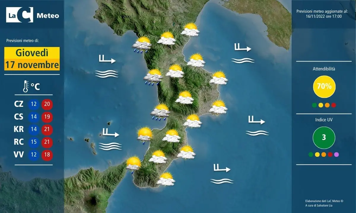 Temporali e piogge intense in Calabria, allerta meteo sulla costa tirrenica nel Catanzarese e nel Cosentino