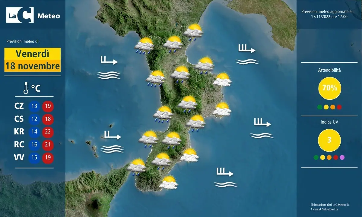 Maltempo in Calabria: il 18 novembre ancora piogge abbondanti sul comparto tirrenico