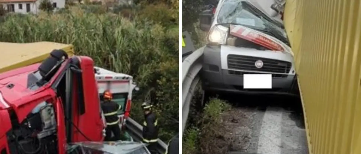 Spaventoso incidente, tir si ribalta e schiaccia un’ambulanza: morti l’autista e il paziente