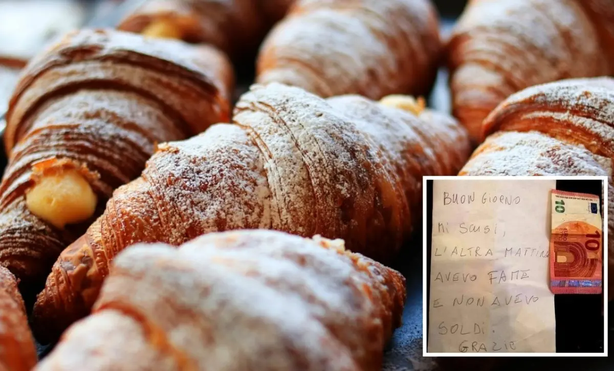 Ruba cornetti e il giorno dopo lascia un biglietto con 10 euro: «Mi scusi, avevo fame ma non avevo soldi»