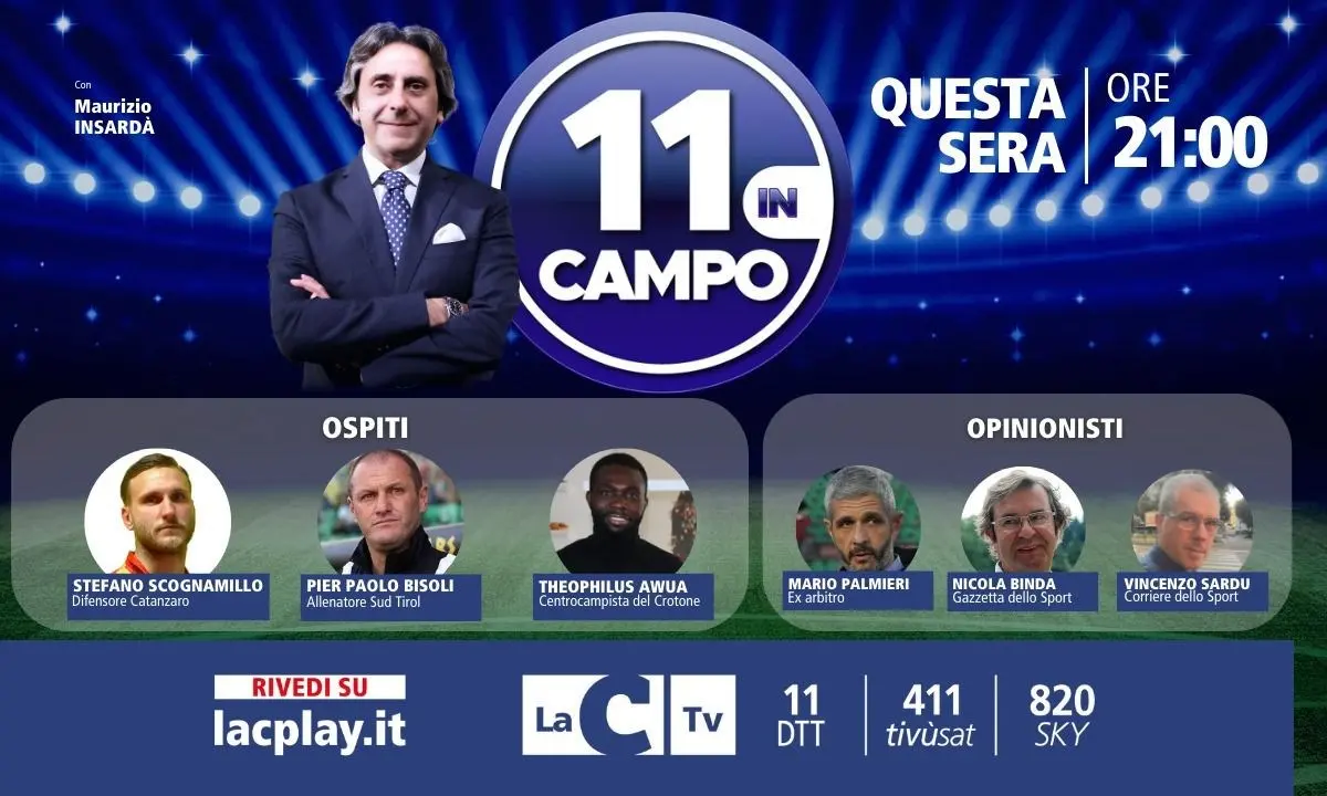 Su LaC Tv l’ex allenatore del Cosenza Pier Paolo Bisoli e i calciatori Scognamillo e Awua: questa sera a “11 in campo”