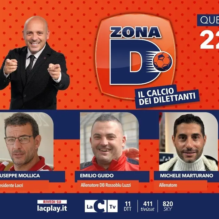 Il presidente del Locri Giuseppe Mollica e gli allenatori Marturano e Guido ospiti di Zona D: in onda alle 22.30