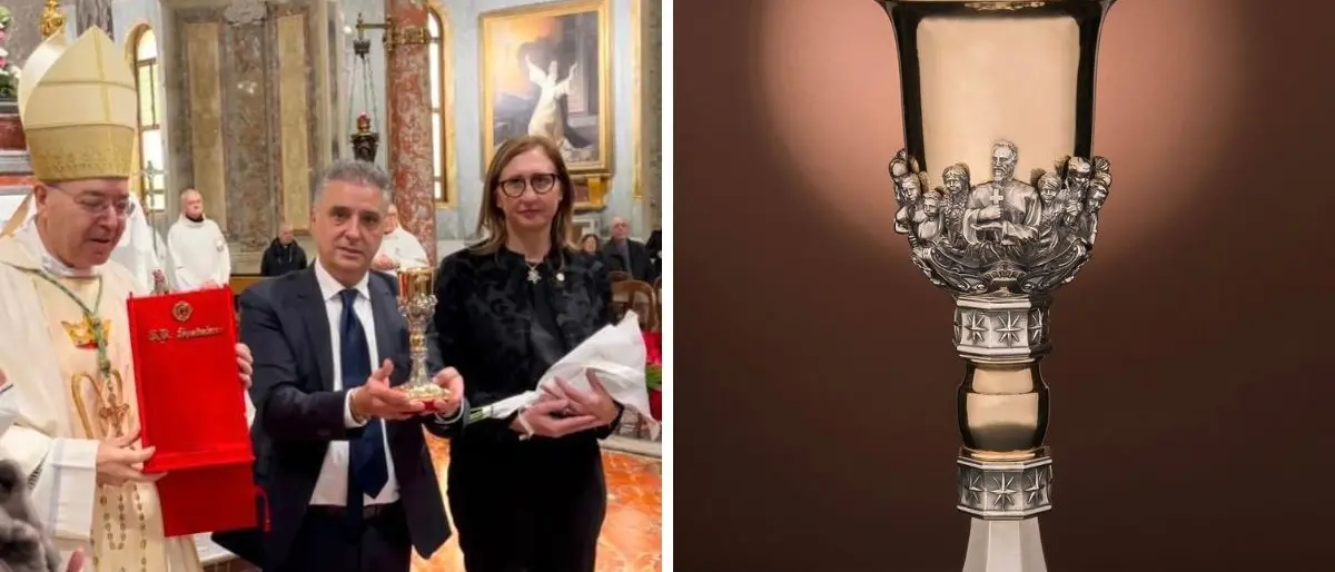 Dalla Calabria un calice per il Santuario di Pompei. E l’orafo Spadafora annuncia: «Pronta un’opera sacra per l’Abbazia Florense»