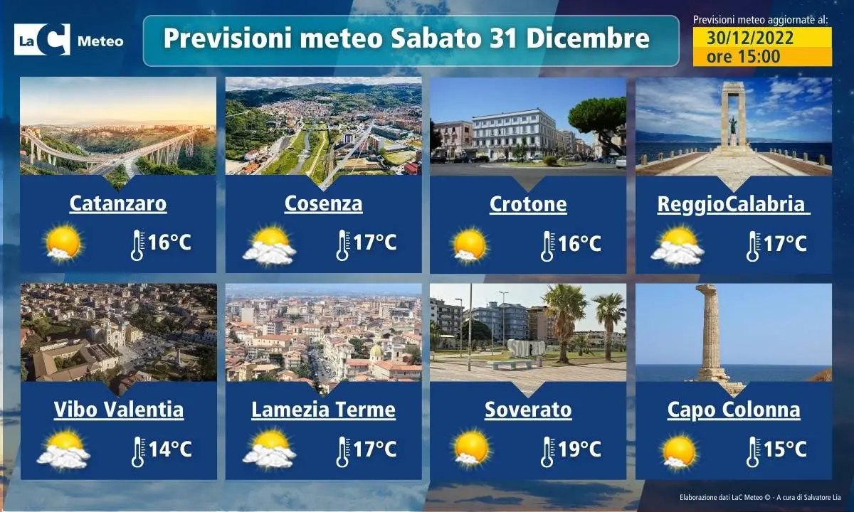 Temperature miti e sole su tutta la Calabria: le previsioni per il 31 dicembre e 1 gennaio