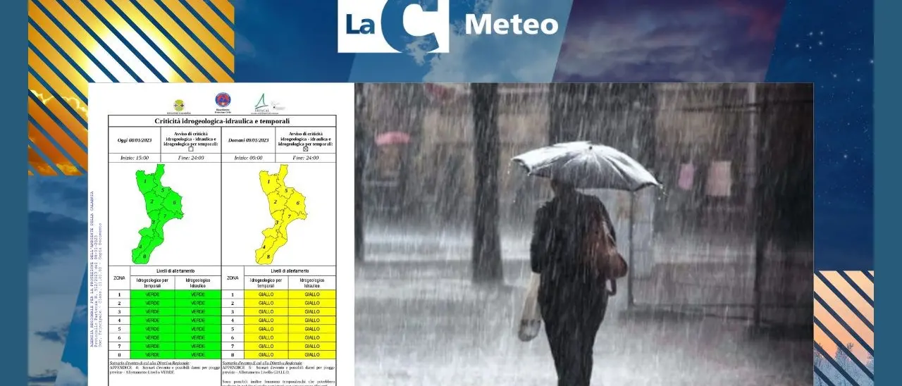 Arriva il maltempo in Calabria: temporali, vento forte e neve in montagna. Allerta gialla il 9 gennaio