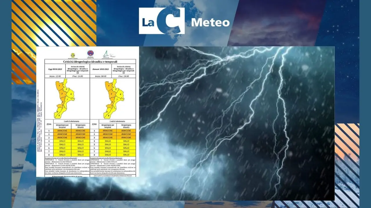 Maltempo Calabria, freddo e nubifragi in arrivo: l‘allerta passa da gialla ad arancione sul Tirreno