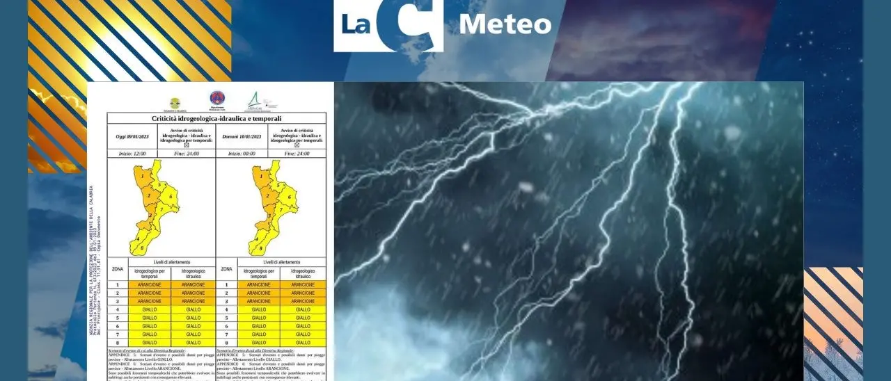 Maltempo Calabria, freddo e nubifragi in arrivo: l‘allerta passa da gialla ad arancione sul Tirreno