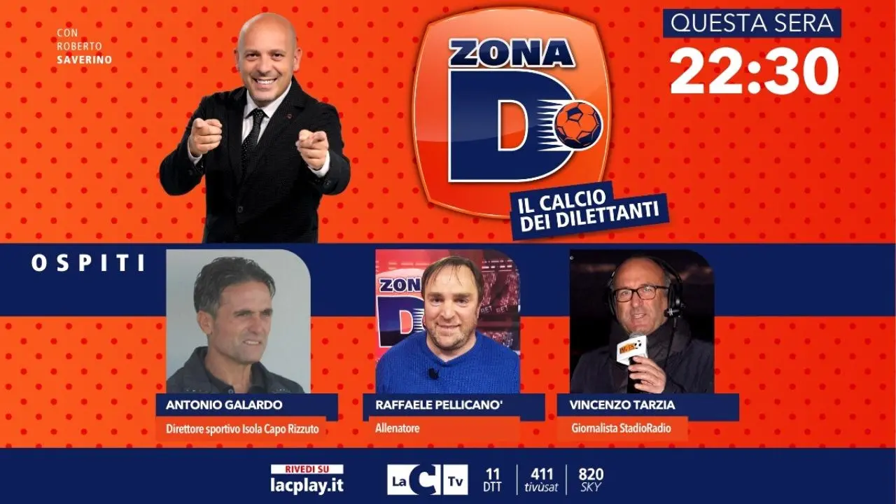 L’allenatore Pellicanò, il ds Galardo e il giornalista Tarzia ospiti di Zona D: questa sera su LaC Tv