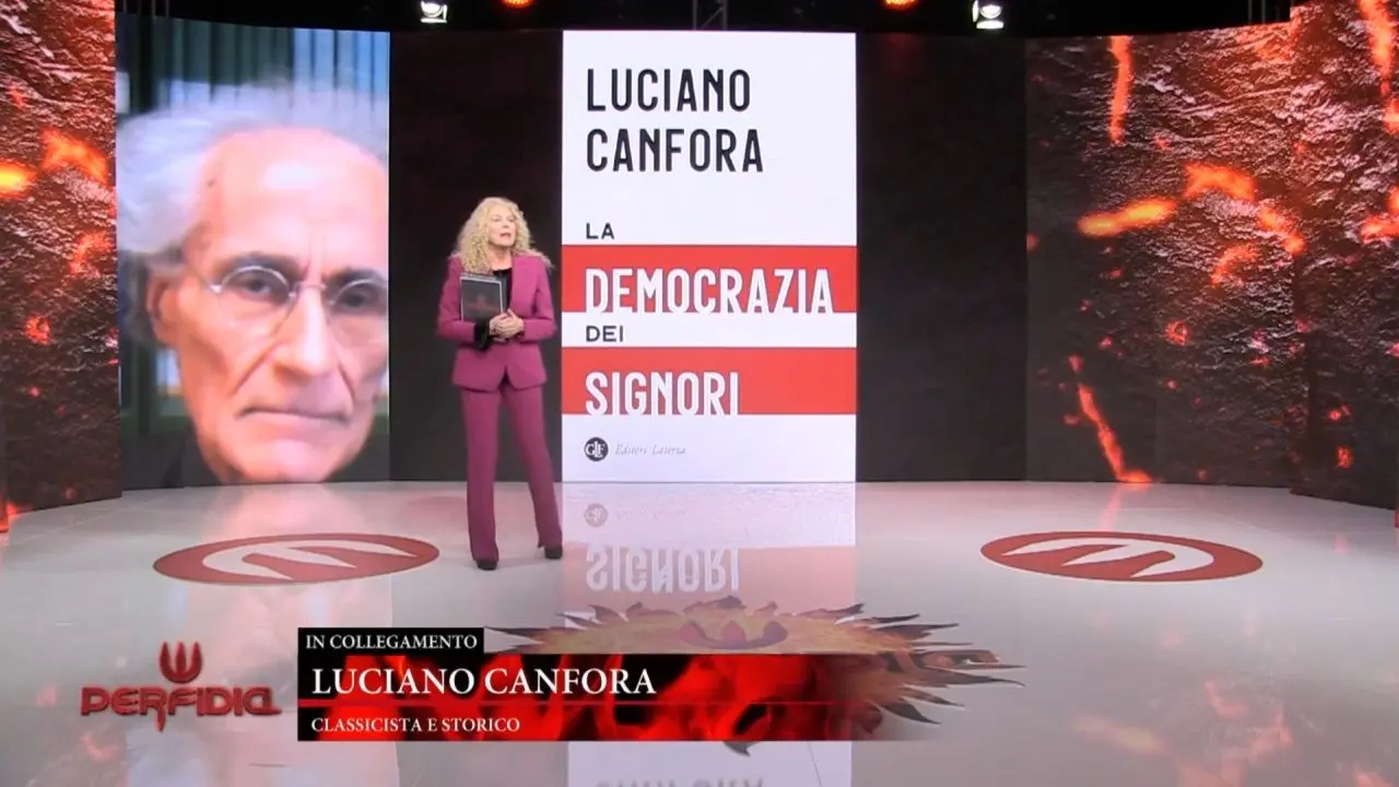 Canfora a Perfidia: «Governo Meloni obbediente alla Ue e allineato in politica estera. Dov’è la novità?»