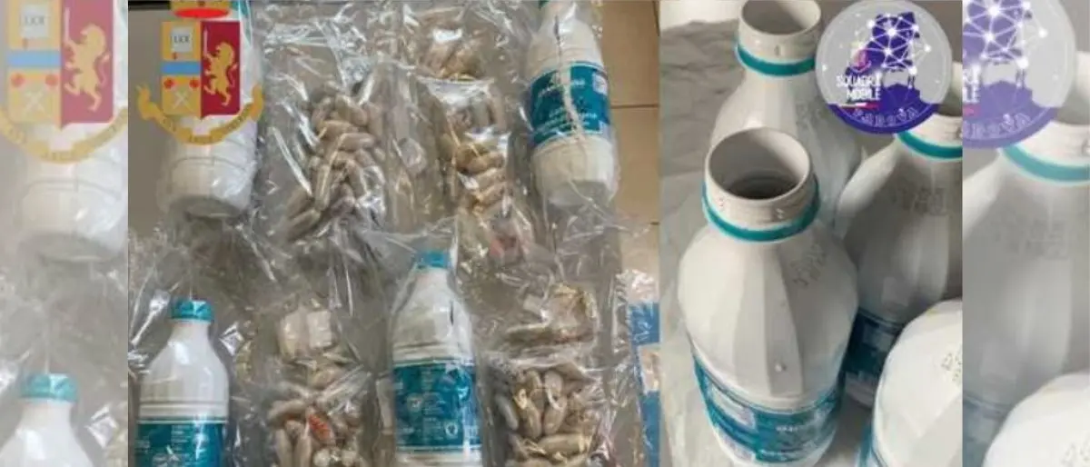 Nasconde 182 ovuli con eroina nelle bottiglie di latte, arrestata 40enne