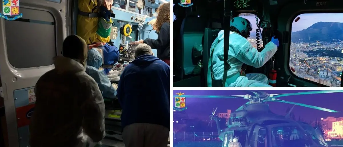 Bimbo di 8 mesi in pericolo di vita trasferito da Palermo a Taormina: era rimasto coinvolto in un naufragio