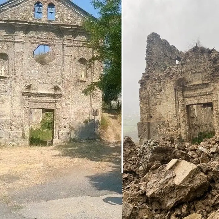 Nel Cosentino crolla la facciata di una chiesa del ‘700: a Lattarico storia in frantumi per maltempo (e incuria)