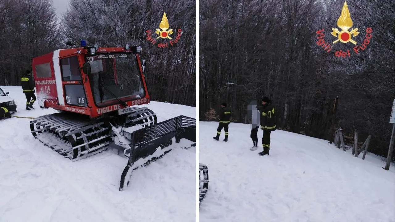 Quattro ragazzi restano impantanati con l’auto nella neve in Aspromonte: recuperati dai vigili del fuoco