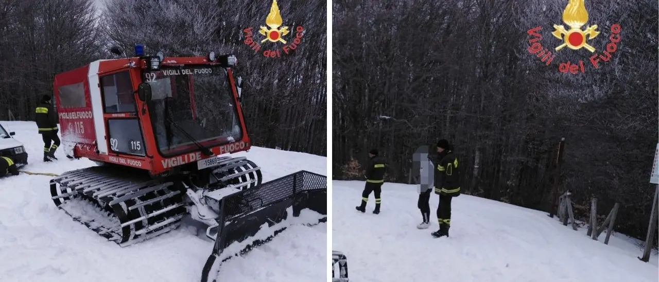 Quattro ragazzi restano impantanati con l’auto nella neve in Aspromonte: recuperati dai vigili del fuoco