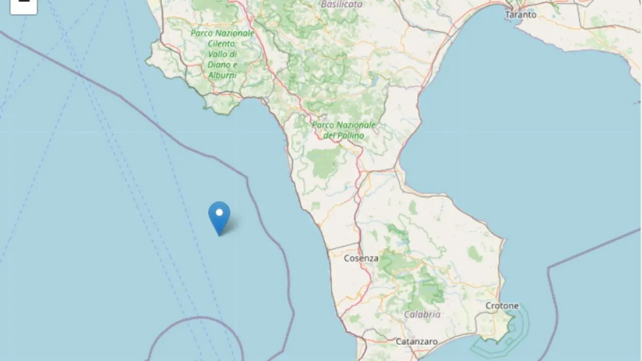 Terremoto Calabria, scossa di 3.2 di magnitudo a 78 chilometri della costa cosentina