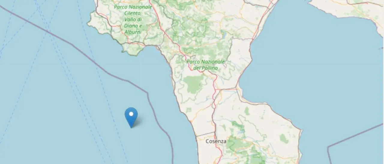 Terremoto Calabria, scossa di 3.2 di magnitudo a 78 chilometri della costa cosentina