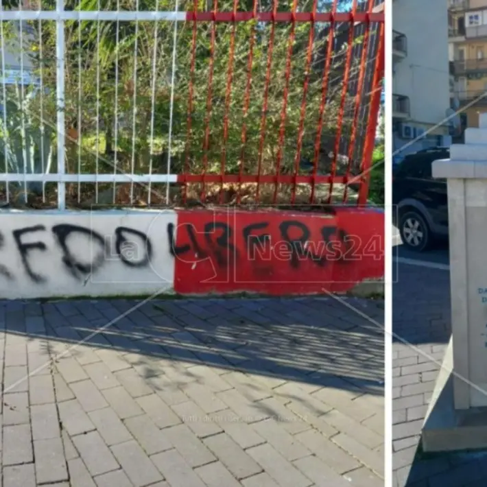 Caso Cospito, la protesta sbarca a Crotone: scritte anarchiche su un monumento dedicato agli internati nei lager