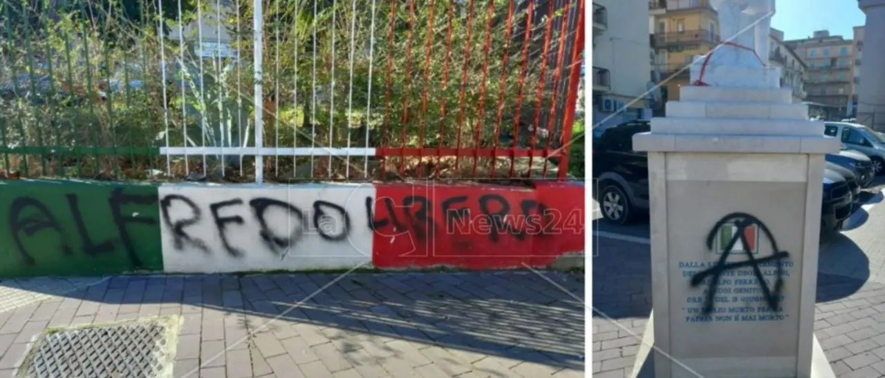 Caso Cospito, la protesta sbarca a Crotone: scritte anarchiche su un monumento dedicato agli internati nei lager
